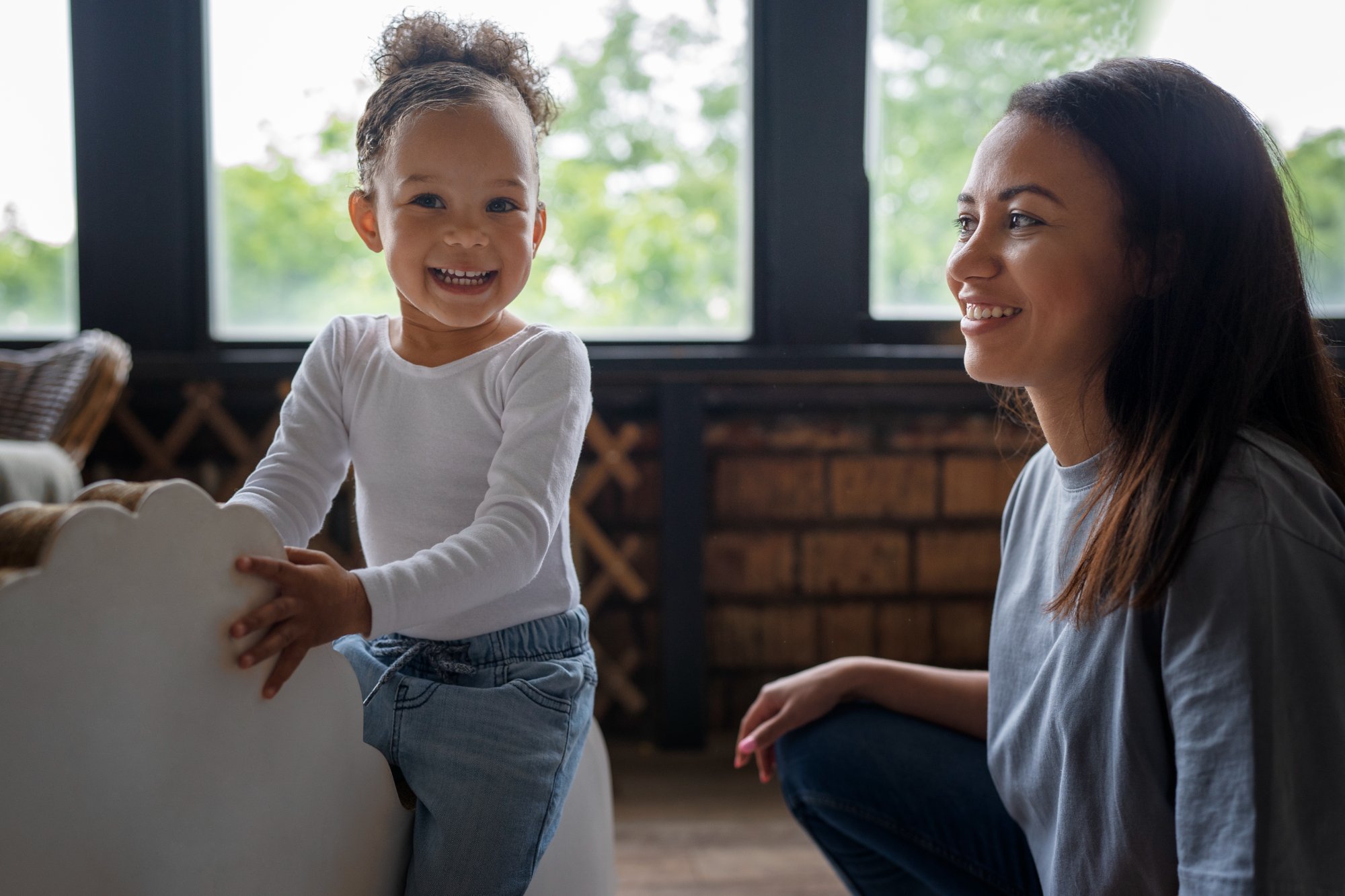 Parent and child at home