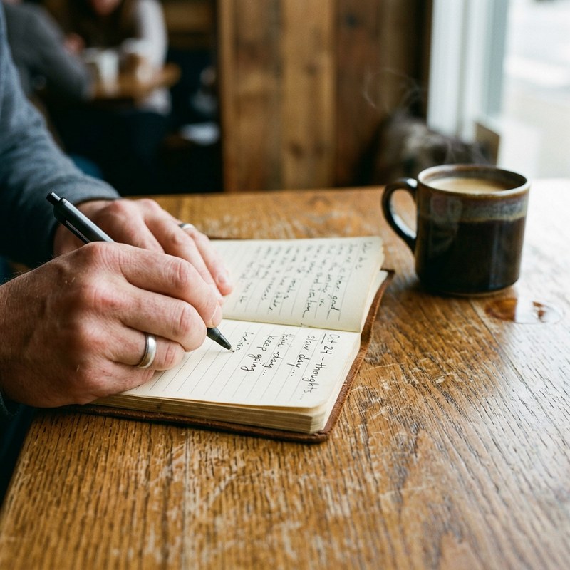 Writing in notebook