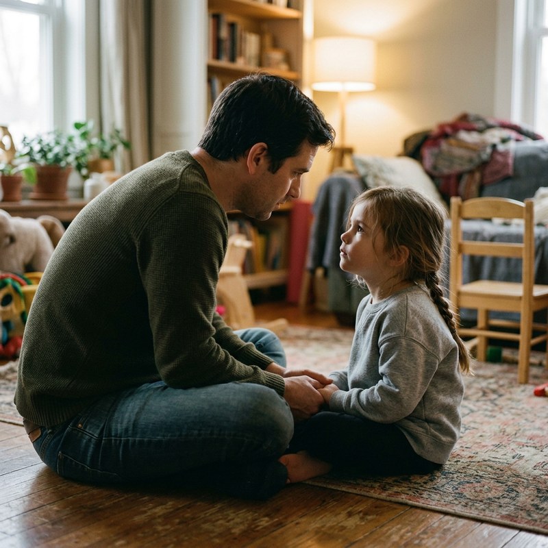 Parent listening to child