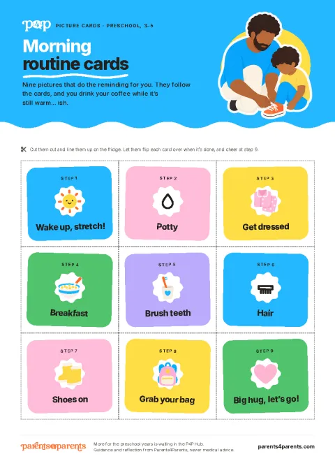 Page one of Morning Routine Picture Cards