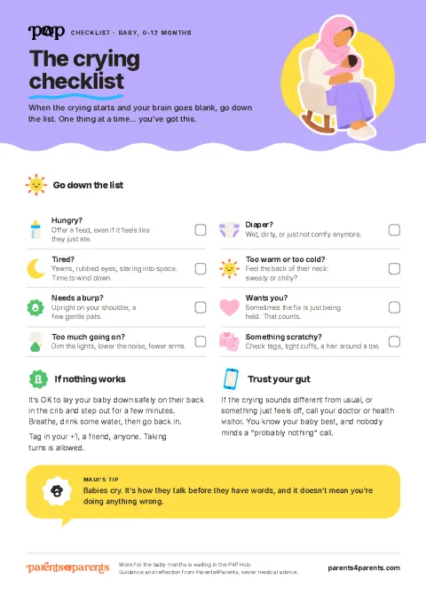 Page one of The Crying Checklist