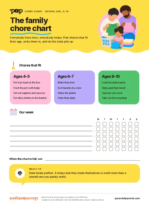 Page one of The Family Chore Chart