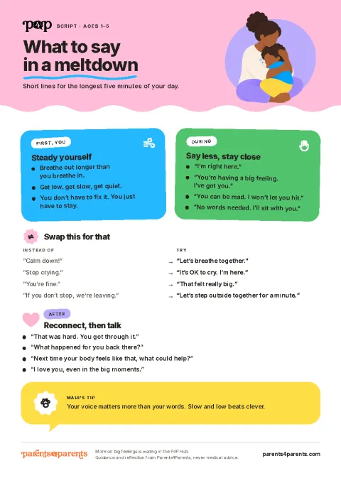 Page one of What to Say in a Meltdown